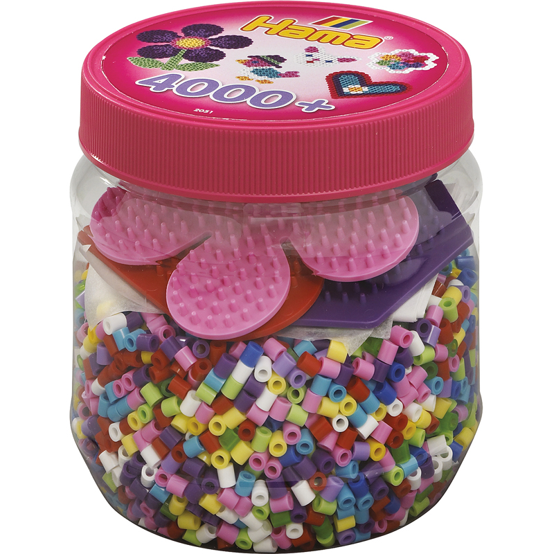 Pot rose 4000 perles Hama +3 planches