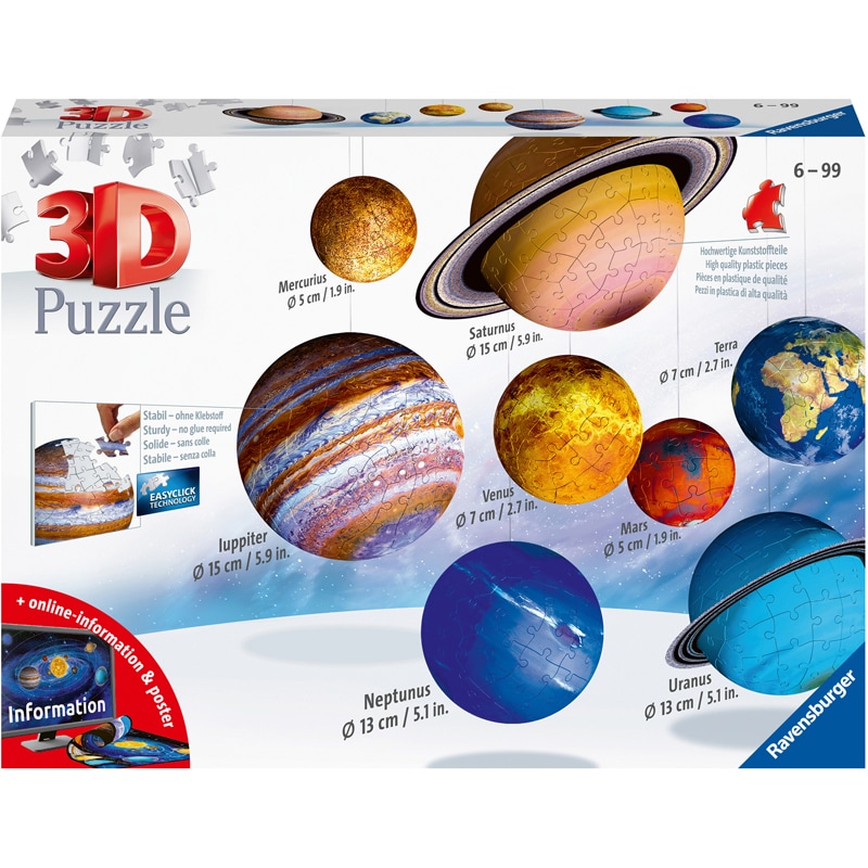 Puzzle 540 pièces 3d système solaire