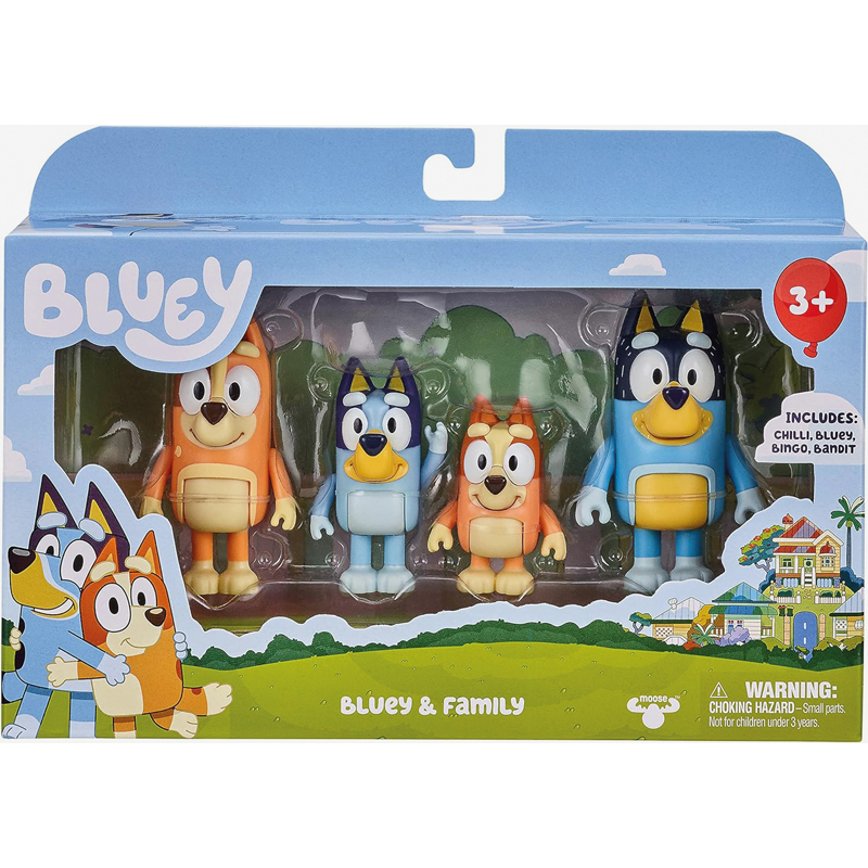 4 figurine 6 cm famille Bluey
