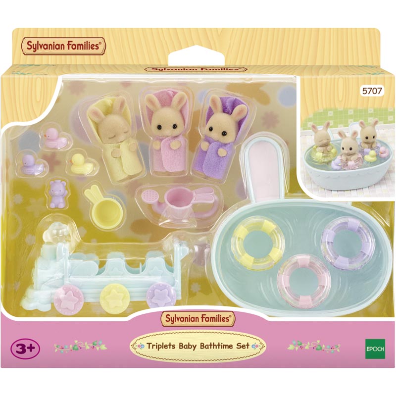 3 lapin + accessoires bain Sylvanian