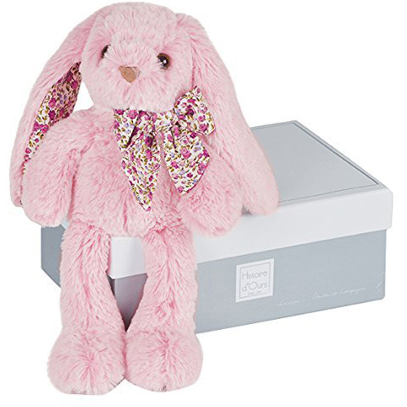 Peluche lapin rose 25 cm