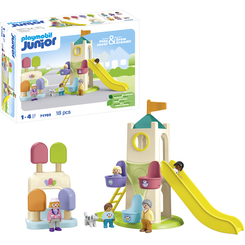 Playmobil Junior 71703 - Aire de jeux +toboggan