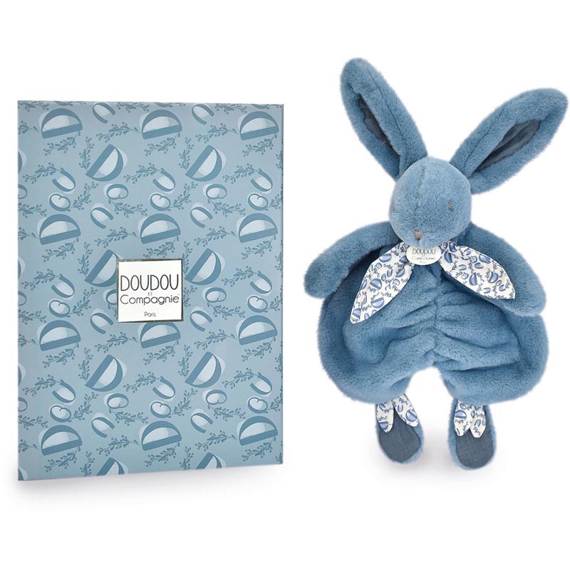 Doudou lapin bleu