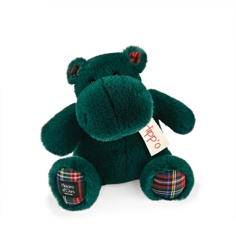 Peluche 25 cm hippo vert sapin