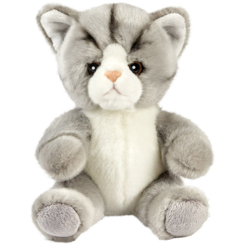 Peluche 17 cm chat gris blanc