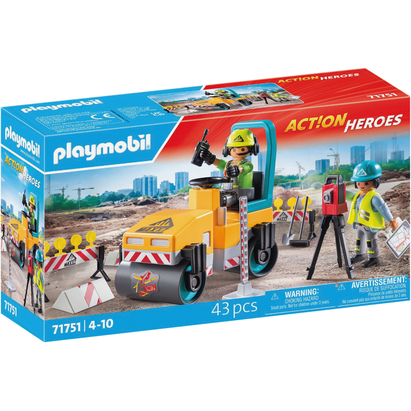 Playmobil Action Heroes 71751 - Ouvriers + rouleau compresseur