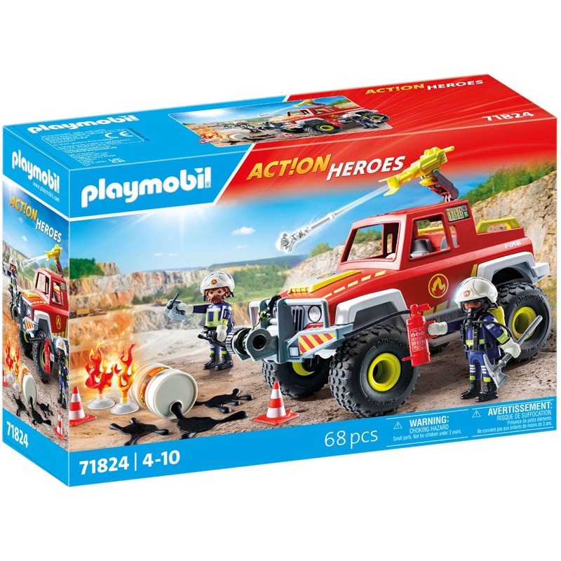 Playmobil Action Heroes 71824 - Véhicule pompiers +bidon enflamme