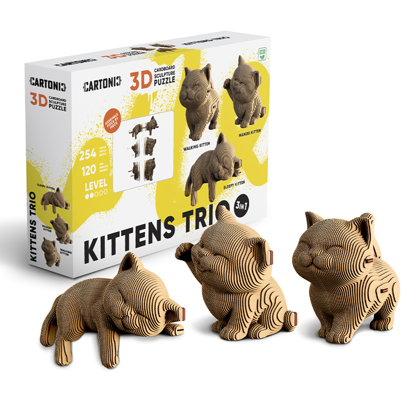 Puzzle 3d trio de chatons