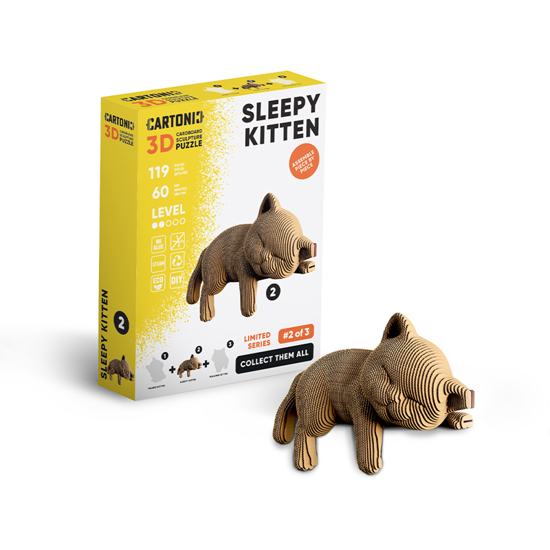 Puzzle 3d chaton dormant