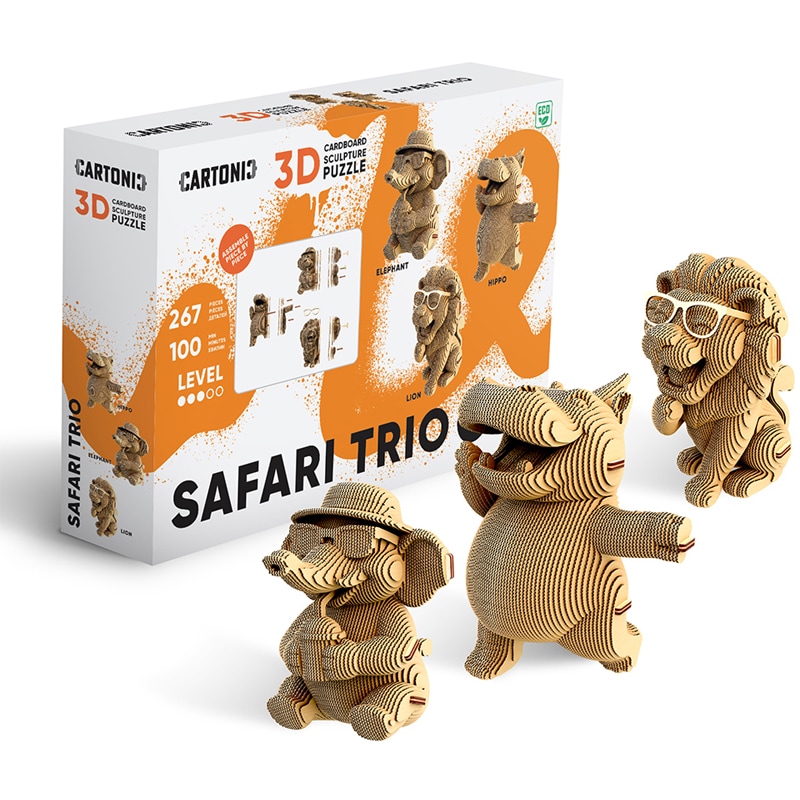 Puzzle 3d 237 pièces trio safari