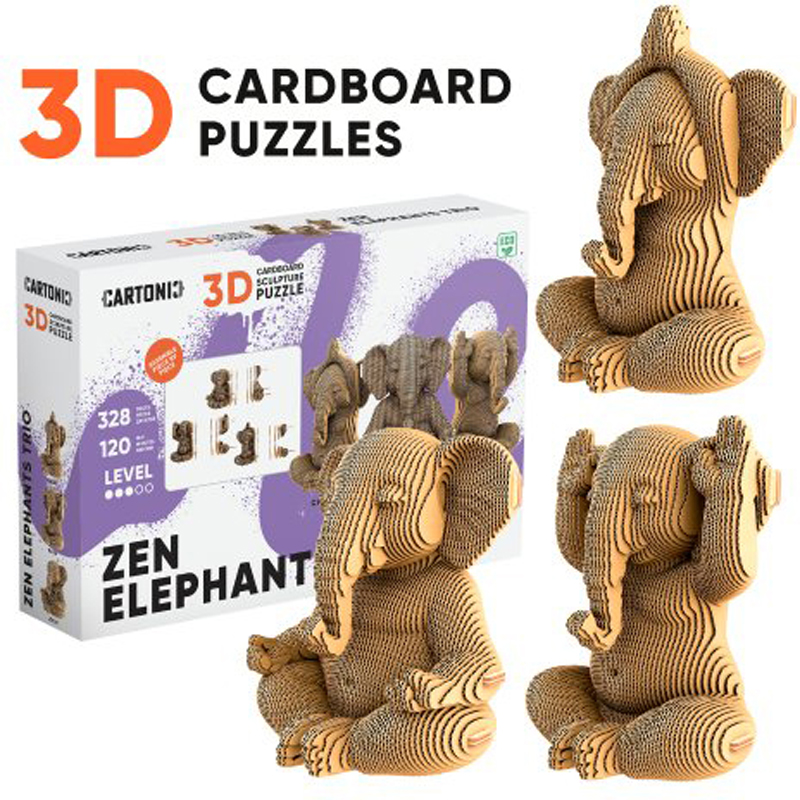 Puzzle 3d trio éléphant