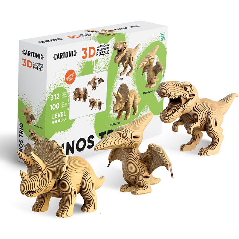 Puzzle 3d 312 pièces trio dinos