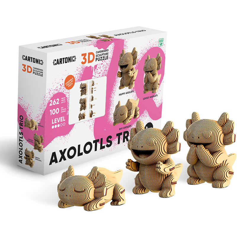 Puzzle 3d 262 pièces trio axolotls