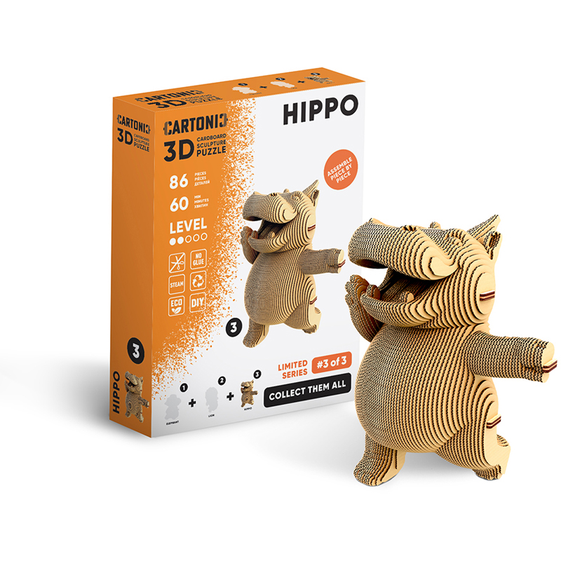 Puzzle 3d 86 pièces hippo